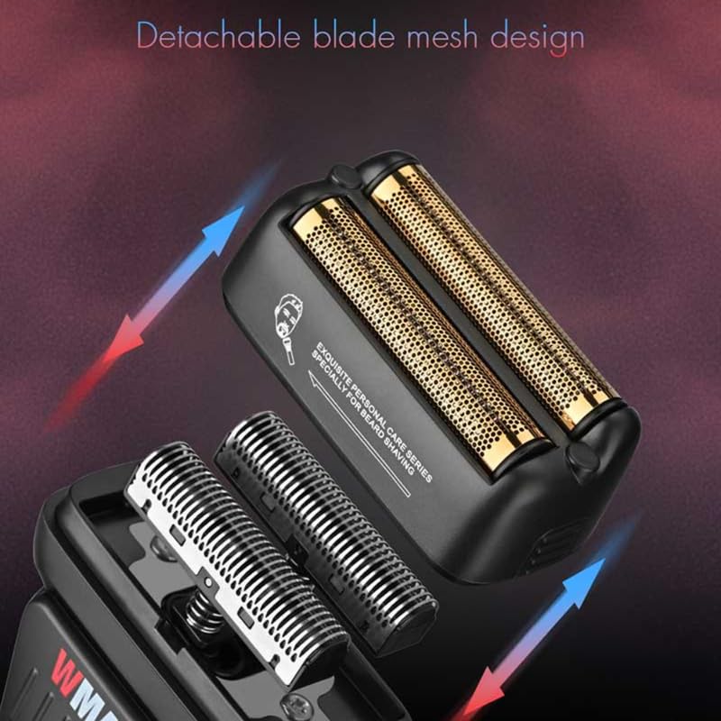 Image of WMARK NG-7982 Dark Warrior 9000 RPM High-Speed Premium Shaver Cordless IPX6 Waterproof Wet & Dry Shaver for Face Care Beard Trimmer Super-Fast Charge 200 mins Runtime LED Digital Display, Model 30