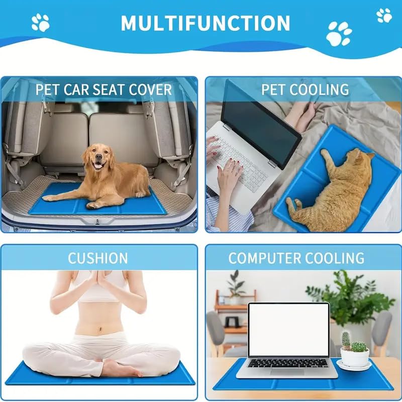 Large Dog Cooling Mat 90x50cm, Pressure Activated Non-Toxic Gel Pad for Pets, Self-Cooling Car Travel Mat, Scratch Resistant Puppy Cooling Mat, Foldable & Reusable Pet Crate Insert - No Water Needed - Image 4