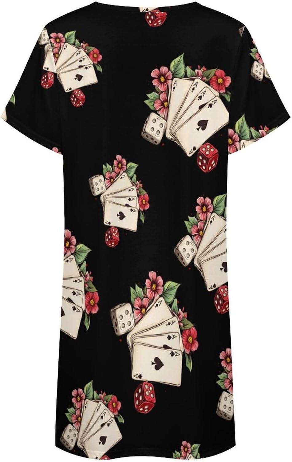 Funny Aces Flower Womens Nightgown Short Sleeve Sleepshirts Loungewear