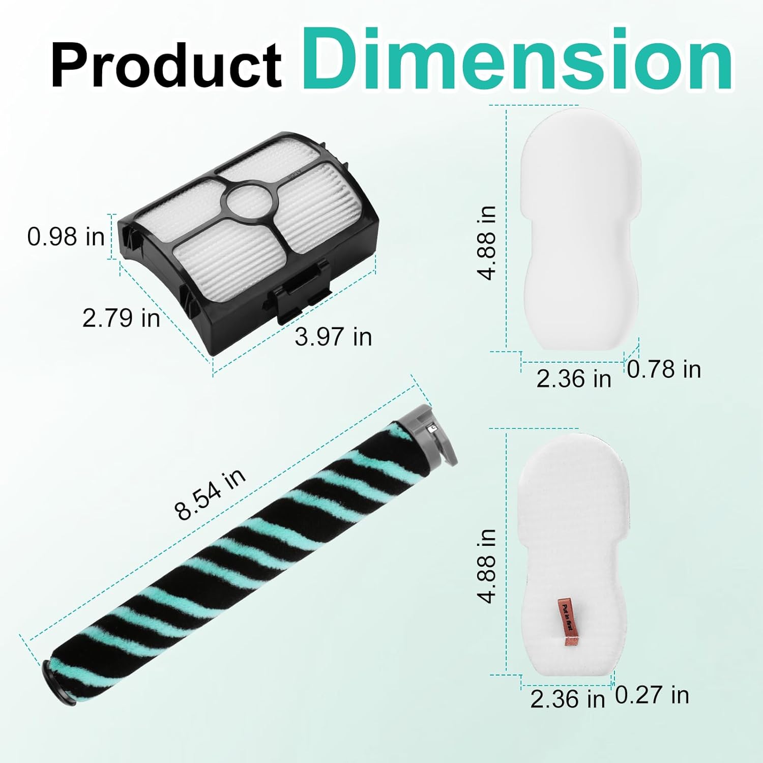 HZ4001AMZ Replacement for Shark HZ4002 Stratos Ultralight Corded Stick Vacuum, Replace part XFFKHZ3000 XHFHZ3000, 1 Roller Brush (for HZ4002, HZ4001AMZ) + 2 HEPA Filter + 4 Foam & Felt Filters