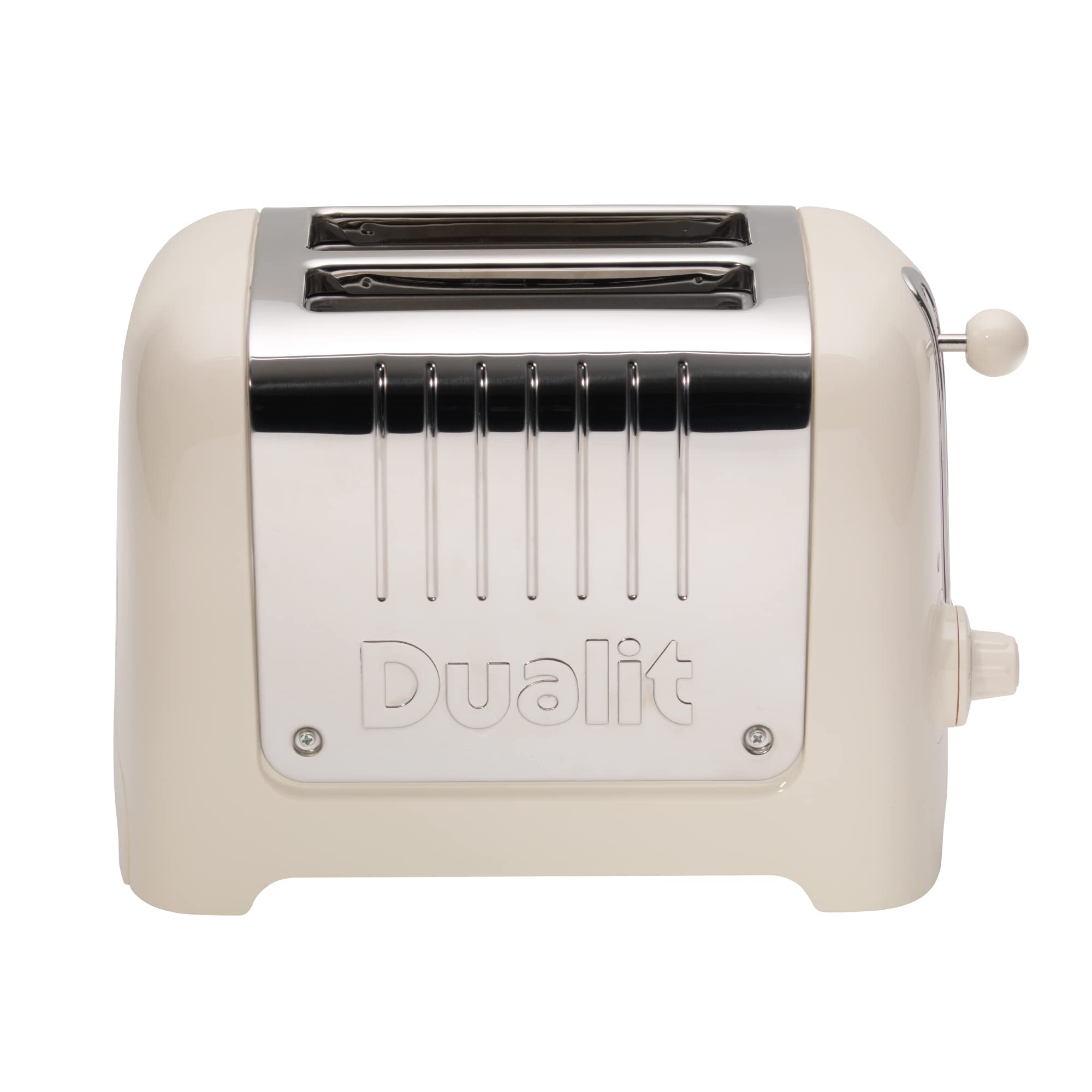 Dualit Lite Tostadora de Pan 2 Rebanadas - 1,1kW / Tuesta 60 Rebanadas en Una Hora – Pulido con Borde Blanco Lienzo Gran Brillo – Ajuste Bagel y Descongelar – Tostadora Ranura Ancha 36mm