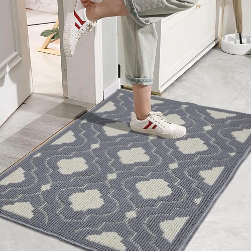 Tapete de puerta para interiores y exteriores, tapete antideslizante mejorado 2023, tapete de bienvenida para el hogar, jardín, garaje (32 x 40