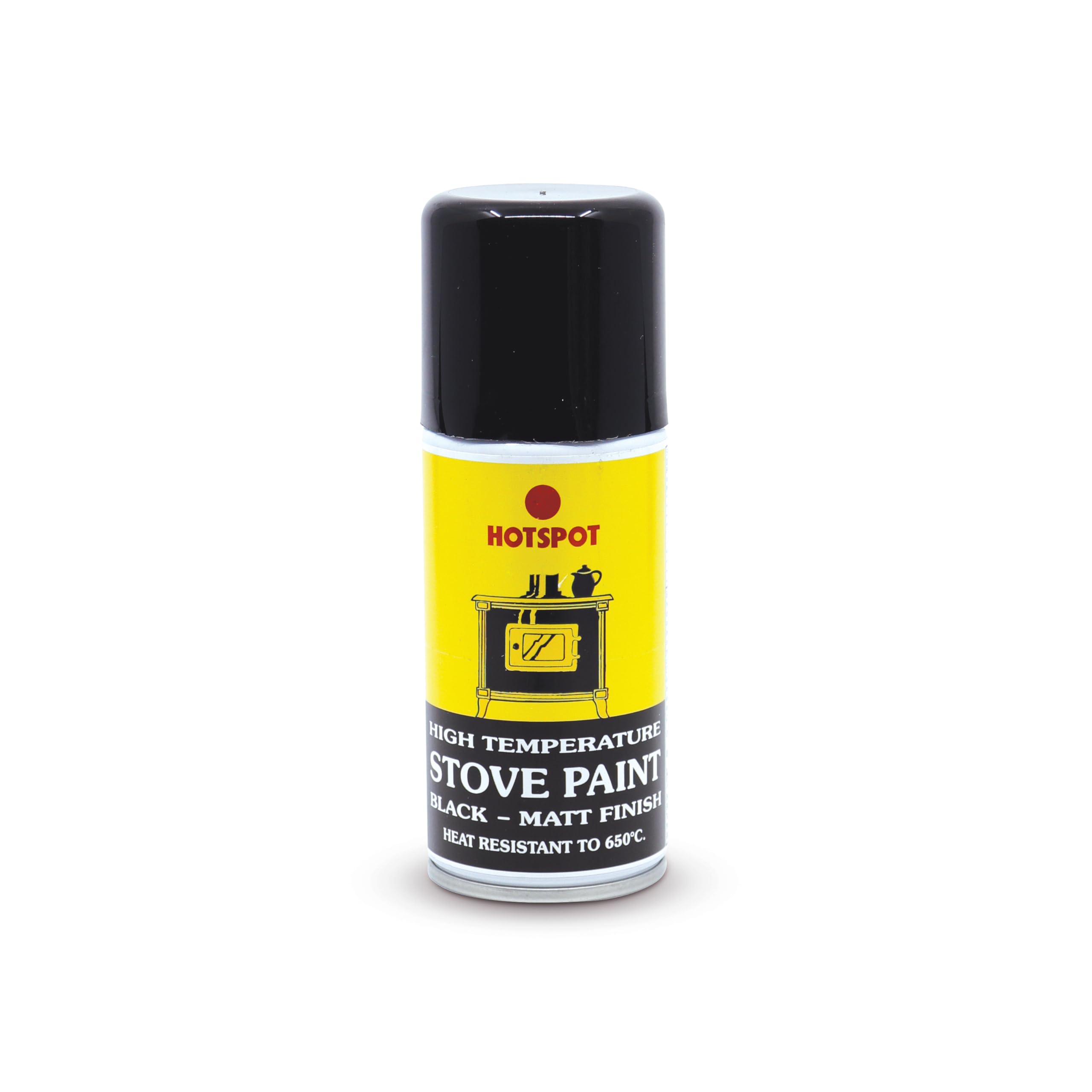 Hotspot Stove Paint Matt Black 150ml Aerosol - High-Temperature Resistant Coating for Stoves, Grates, and Fireplaces – Durable and Long-Lasting Finish