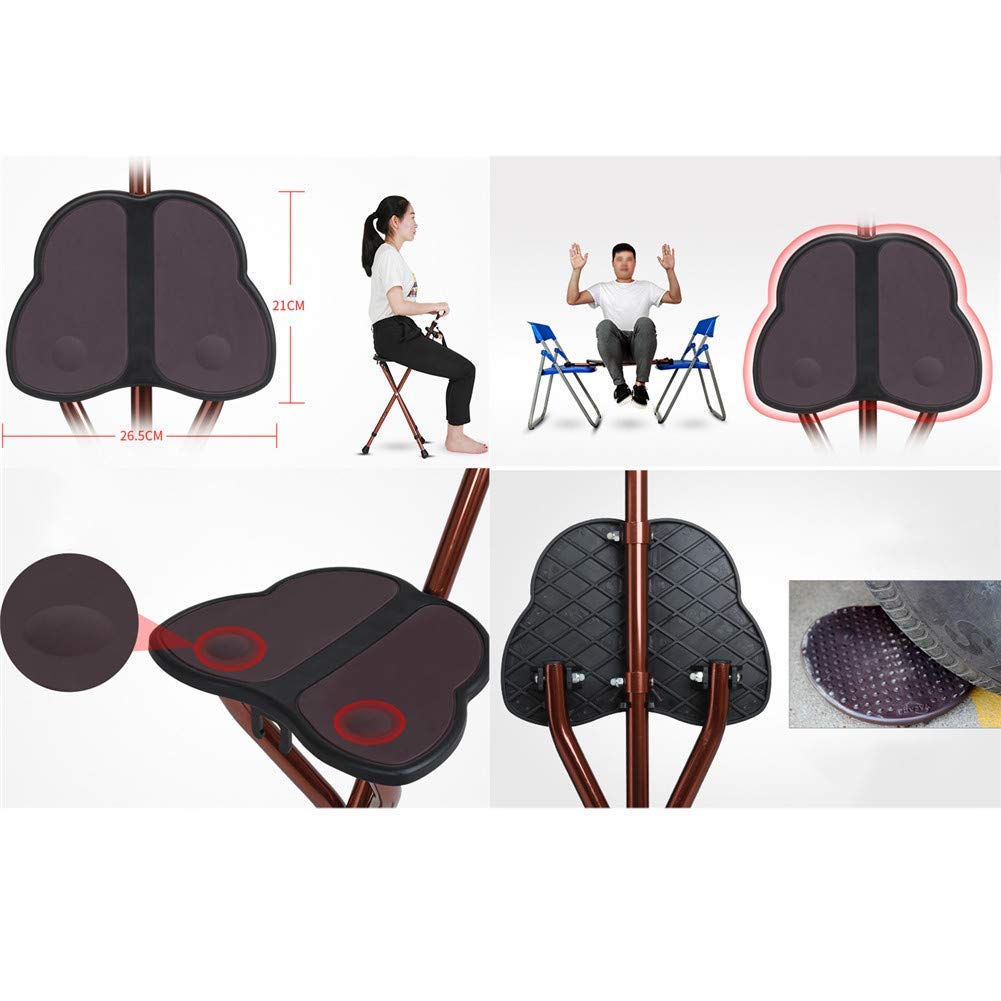Asiento Plegable para bastón con luz LED para Personas Mayores, Descanso para Viajes al Aire Libre, bastón/muleta de aleación de Aluminio Altamente Ajustable