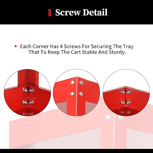 Miniatura 4 de Carrito de herramientas comercial de 3 niveles, carrito de herramientas rodante de acero de 330 libras con freno, carros de herramientas de servicio