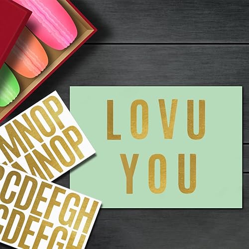 Miniatura 7 de Zayookey 18 hojas de calcomanías de letras del alfabeto dorado con purpurina de 2.5 pulgadas, autoadhesivas, de vinilo, letras grandes, calcomanías