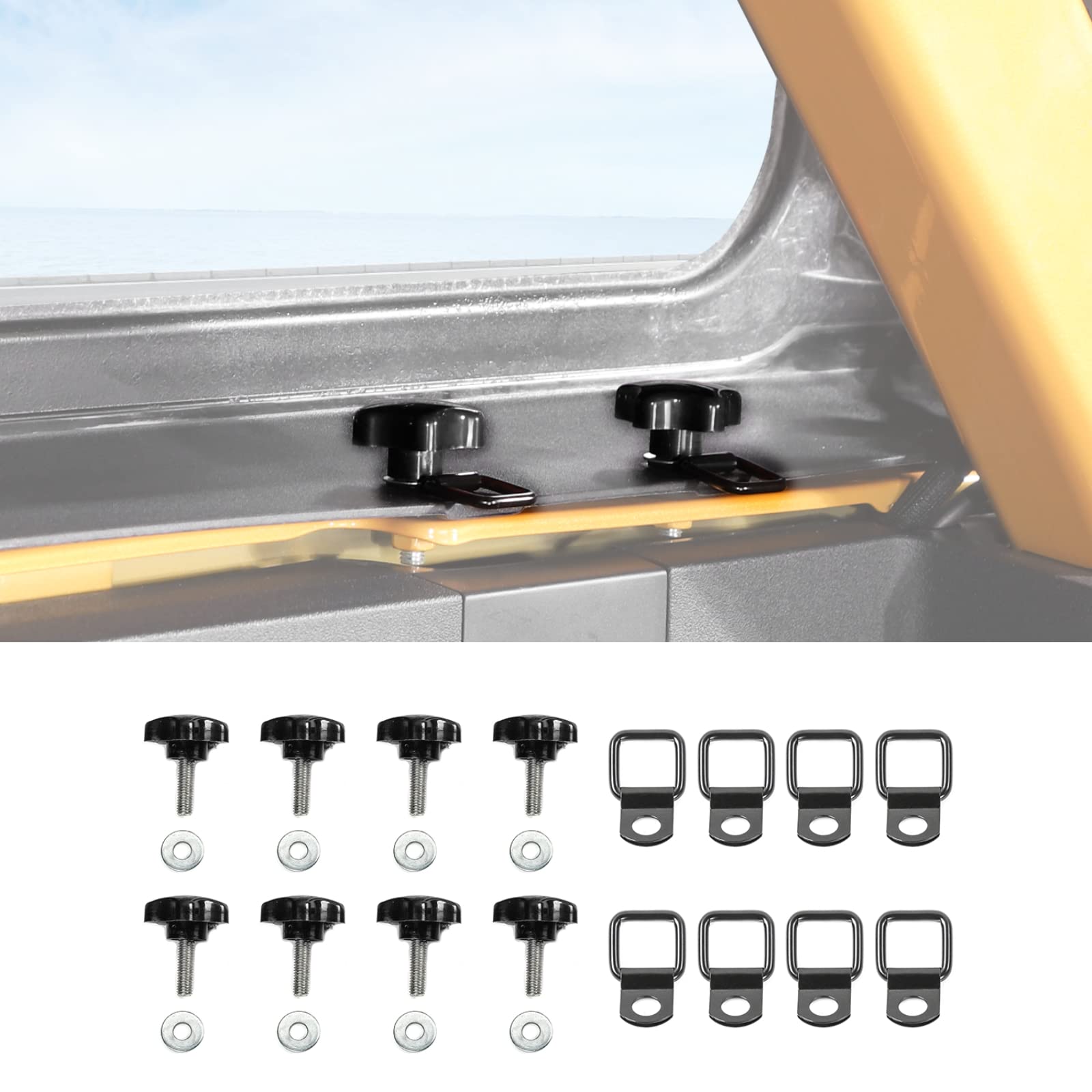 Hard Top Quick Removal Thumb Screws Bolts Set Fit for Ford Bronco 2021-2024+,Tie Down D-Rings Anchors Replacement Kits