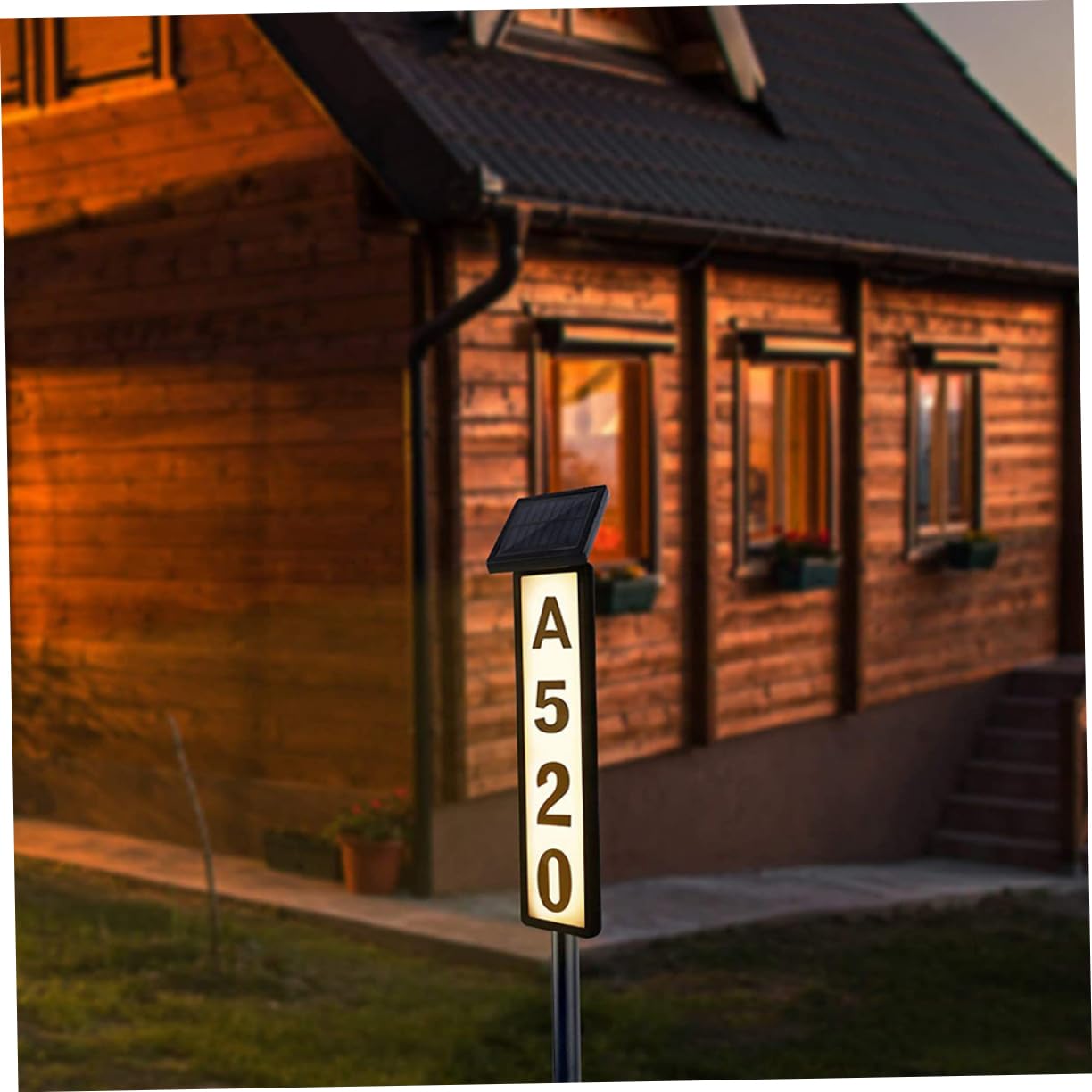 Targa Numero Civico Solare per Casa, Luce Indirizzo Esterno | Plastica Nera, Illuminazione e Visualizzazione Dati, per Giardino e Area Outdoor
