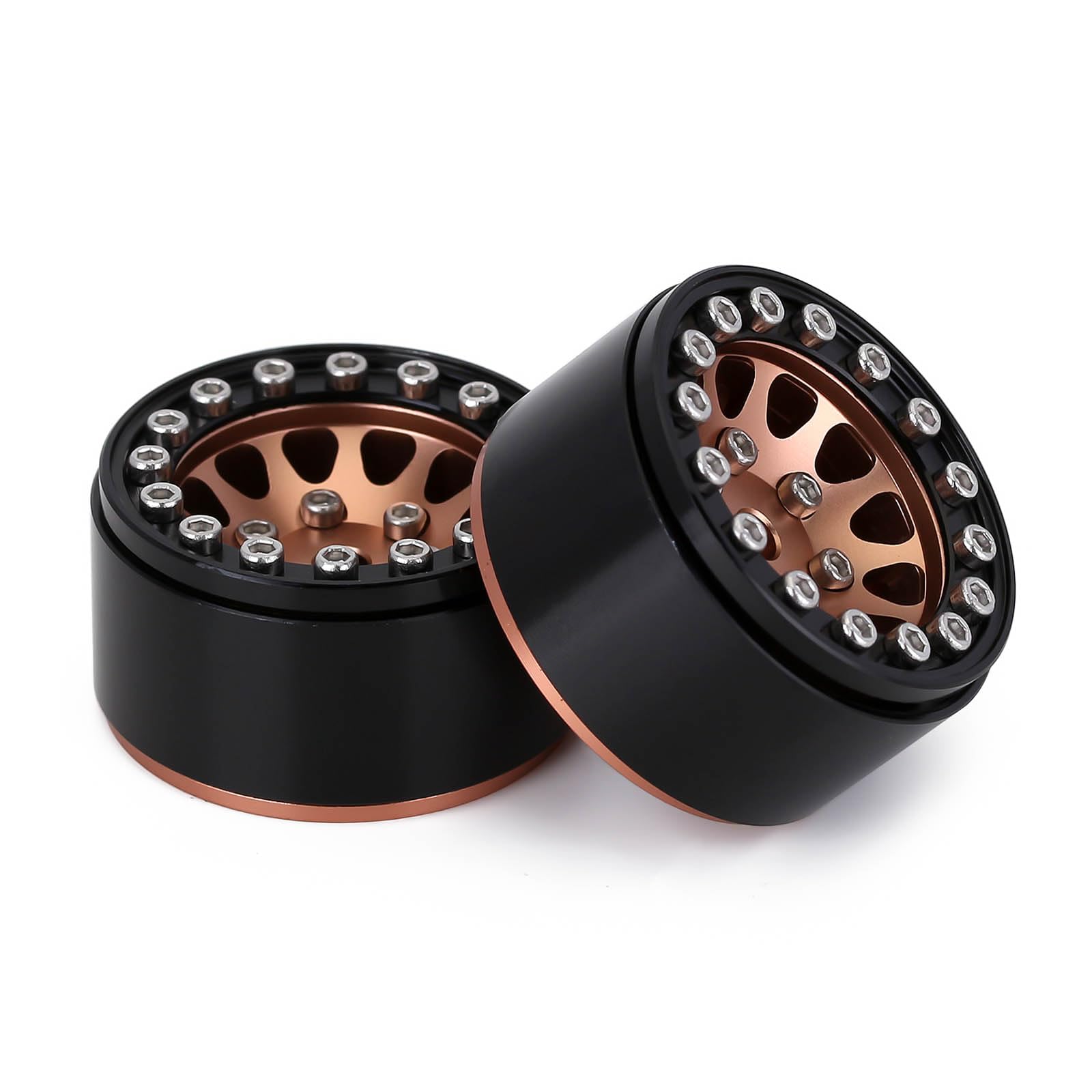 INJORA 1.0 RC Roue Beadlock Acier Estampé Beadlock Plat Profond 1.0 Roues 1.0 Roues pour Axial SCX24 FCX24 FCX18 Gladiator Deadbolt Bronco C10 JLU Upgrade Parts