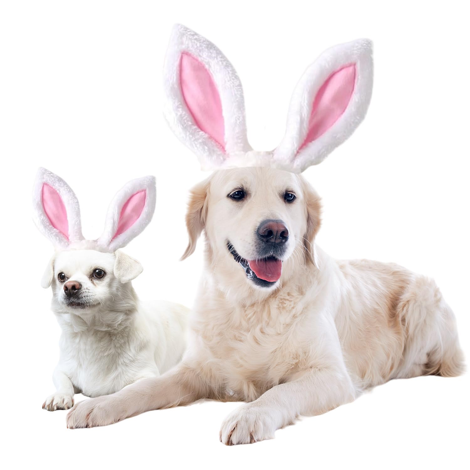FLAdorepet Dog Rabbit Bunny Ear Headband Headwear Hat,Halloween Easter Cat Bunny Costume Outfits for Small Medium Large Dogs Pet Hair Accessories Apparel (M(Head Girth 12