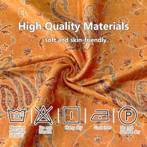 Image of Pashmina Scarf for Women Shawls and Wraps Reversible Paisley Vintage Jacquard Soft Silky Rave Scarves Men