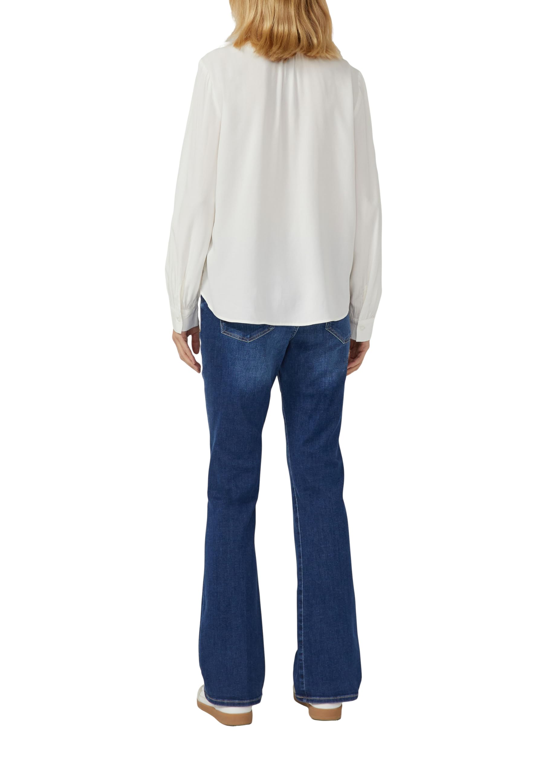 s.Oliver Damen Bluse – Regular Fit, Raffung, verlängertes Rückenteil