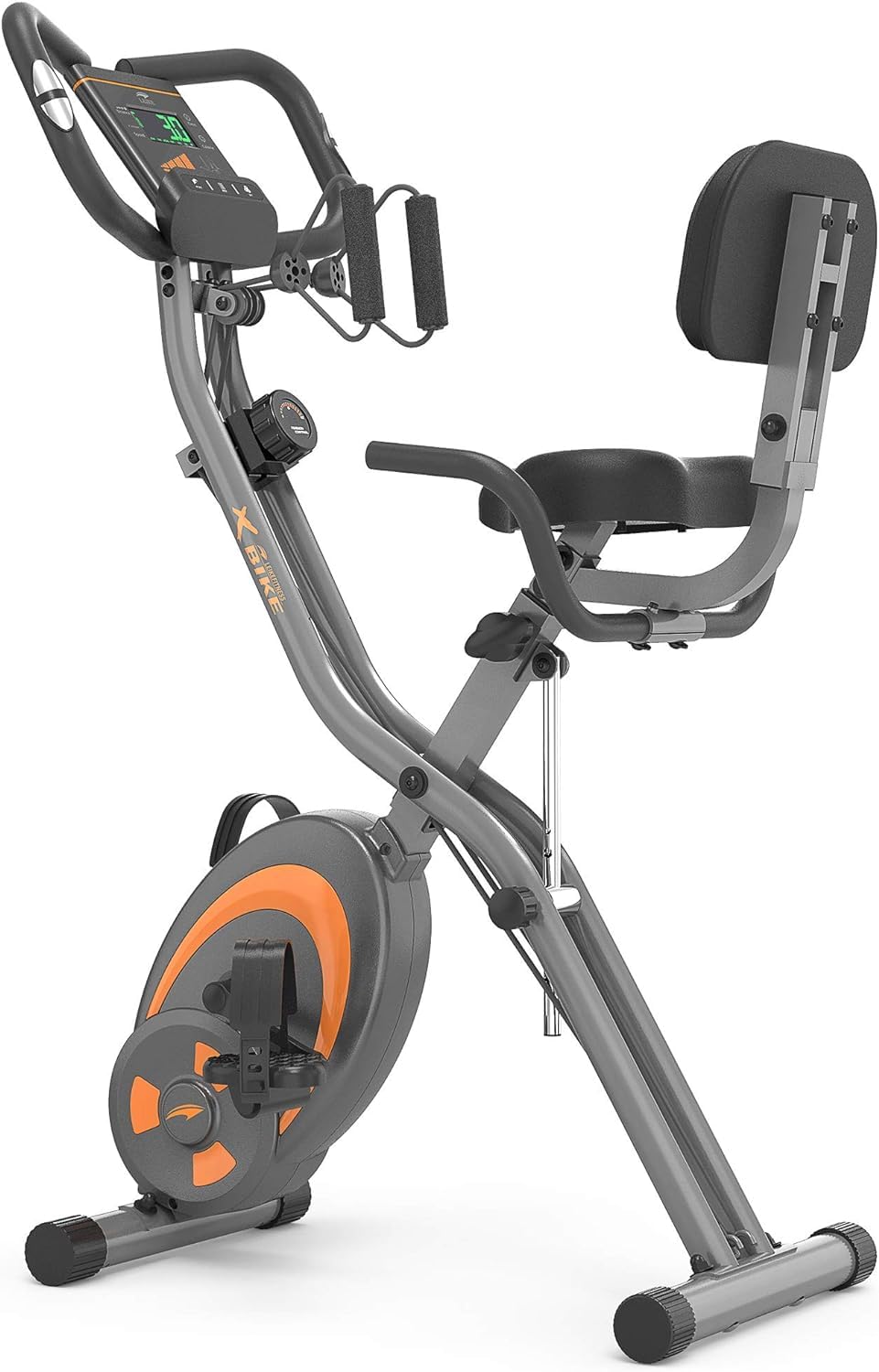 leikefitnessFolding Stationary Bike Recumbent Exercise Bike w/Arm Resistance Bands-Pulse Sensor-LCD Monitor and Easy to Assemble Indoor Cycling Bike 2280