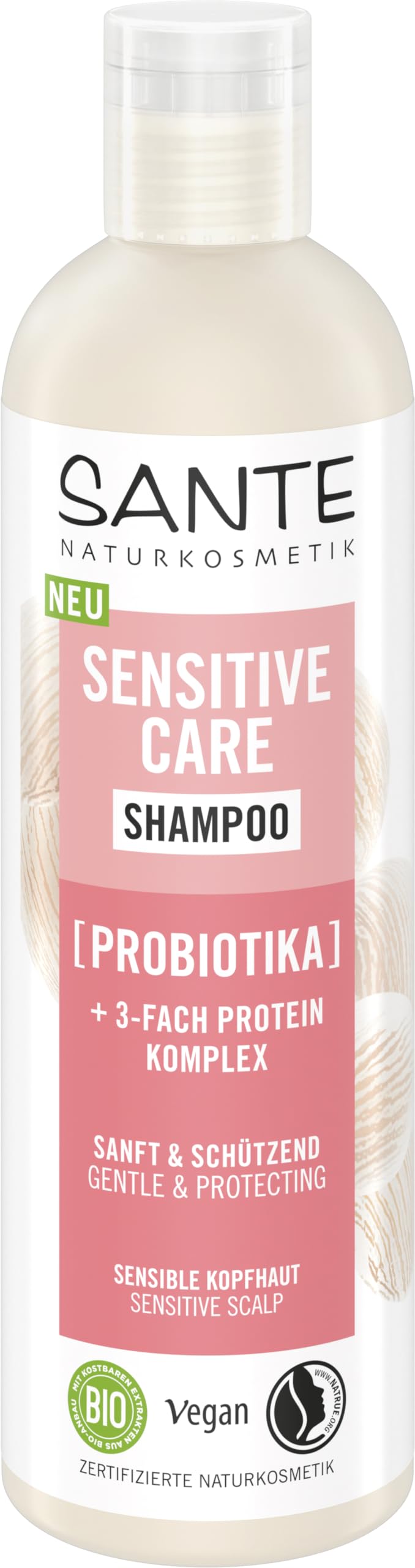 SANTE Naturkosmetik Sensitive Care Shampoo Probiotika + 3-Fach Protein Komplex, veganes Haarshampoo für gestärktes und mit Feuchtigkeit versorgtes Haar, geeignet für eine sensible Kopfhaut, 250ml