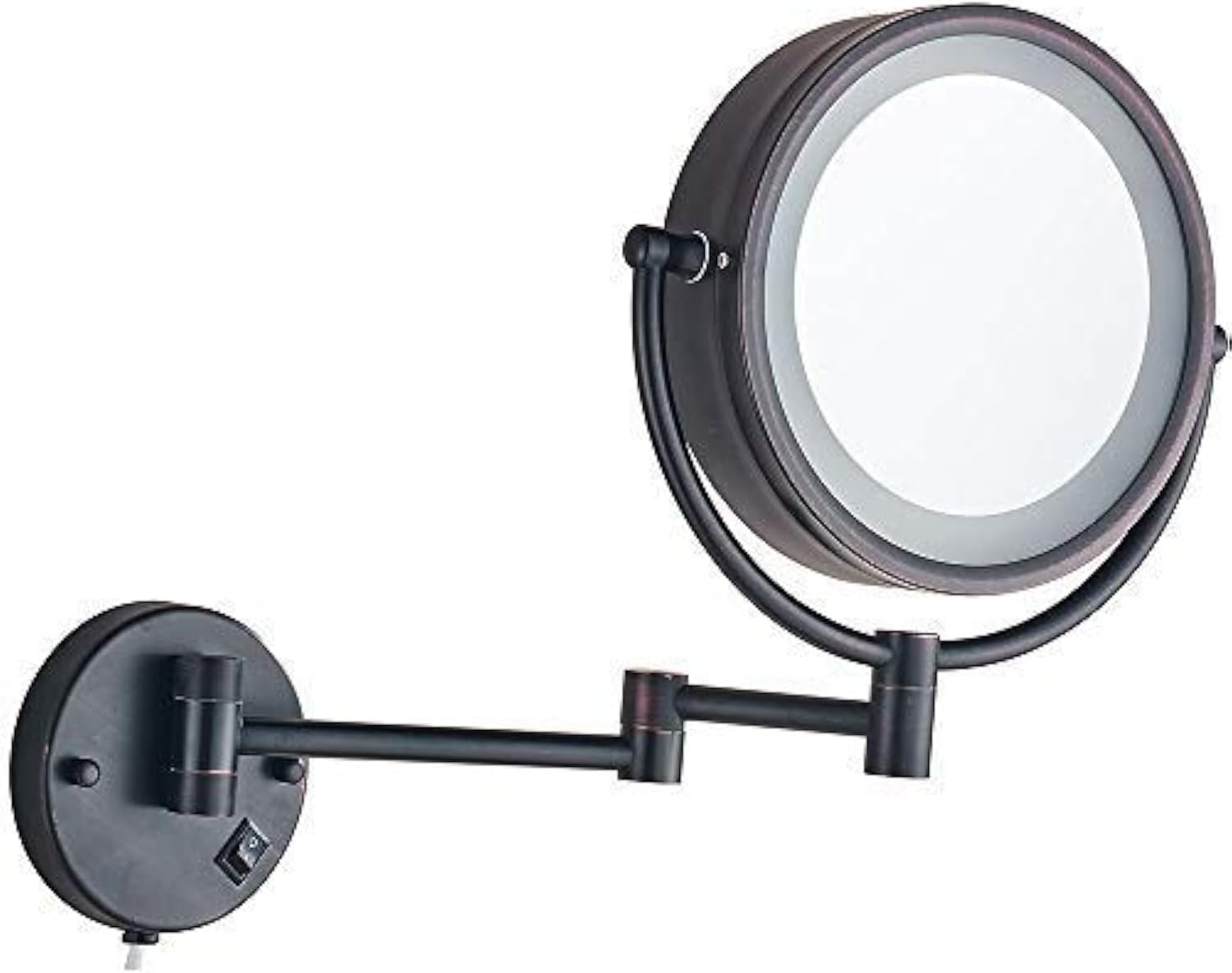 Wall Mounted Makeup Mirror with LED Lighted 7X Magnification, Wall Mounted Magnifying Mirror Oil Bronze Finish (8.5-inch,7X)