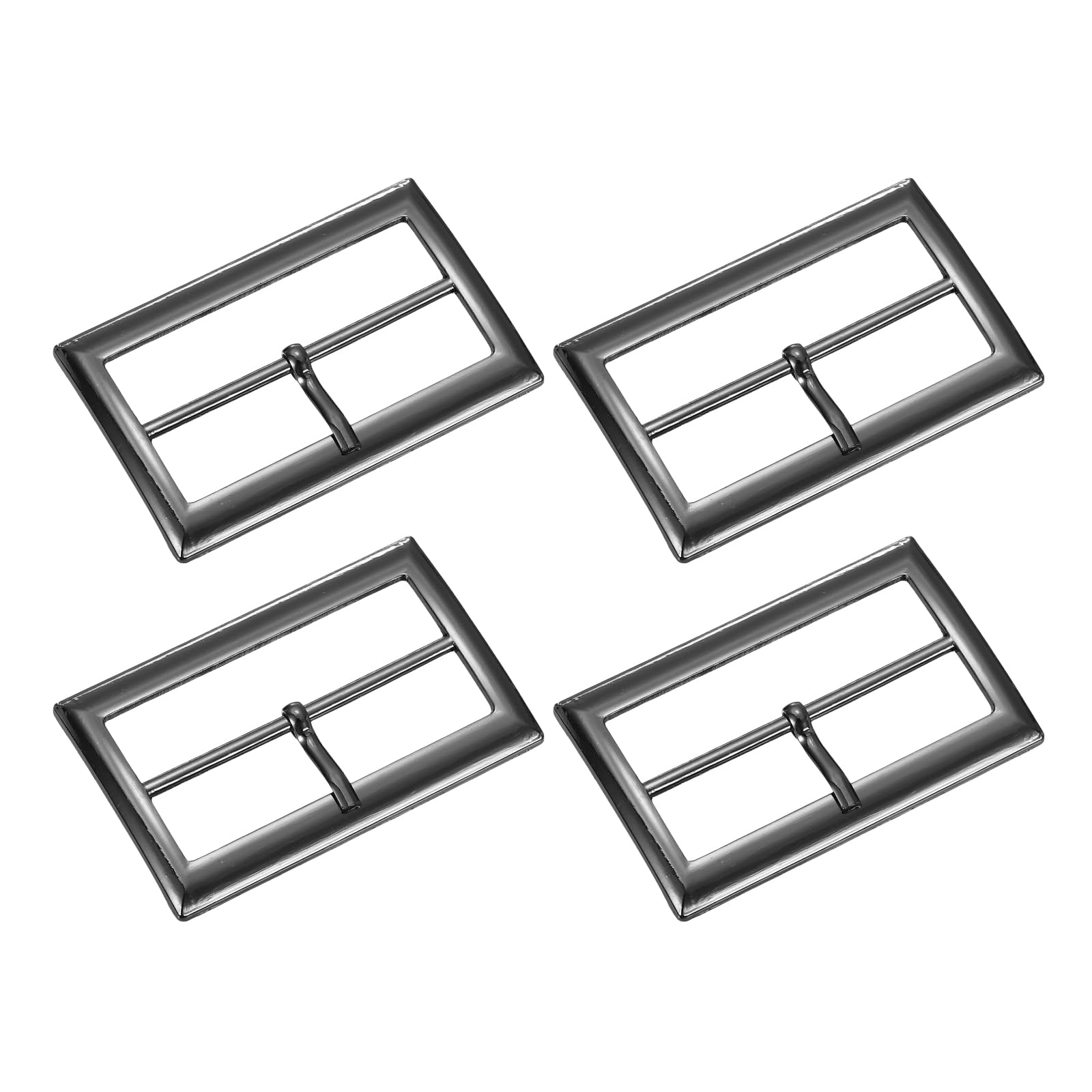 sourcing map 4Pcs Single Prong Belt Buckle, 1.97" Zinc Alloy Adjustable Rectangle Movable Centre Bar Roller Buckles for Purse Bag Leather Craft Accessories, Metallic Gray