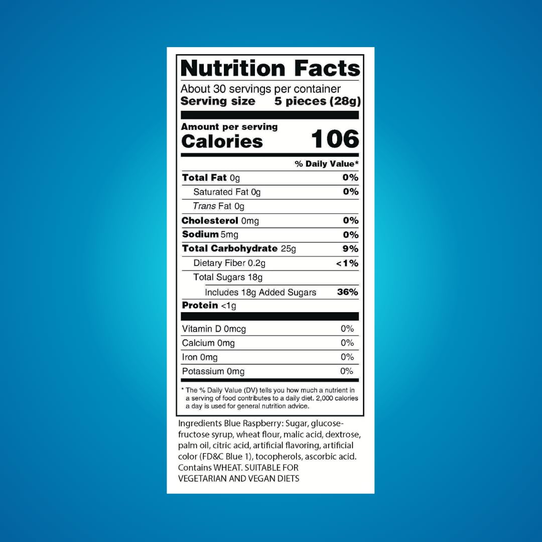 Sour Power Blue Raspberry Candy Straws, 1.75 oz (Pack of 24), Vegan Sour Blue Raspberry Straws Since 1985, Soft Chewy Sweet Tart, Non-GMO Gelatin Free, Blue Razz Sour Candy Bulk Pack