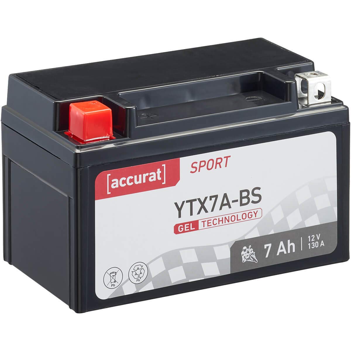 Accurat Motorradbatterie YTX7A-BS Gel 12V 7Ah Roller Batterie KGS12-7A-BS BTX7A-BS 6Ah
