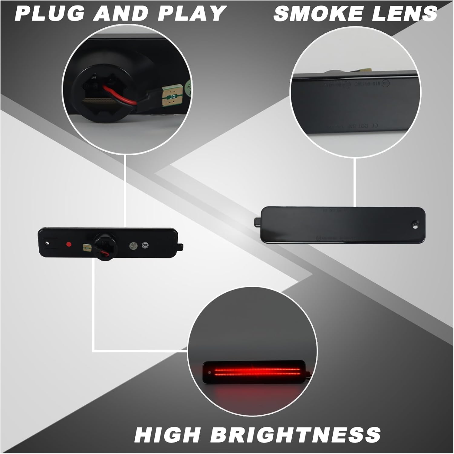 Smoked LED Side Marker Light Kit for 1998-2002 Pontiac Firebird Trans Am- Amber Front & Red Rear Turn Signals | 4-Piece Direct Fit Replacement