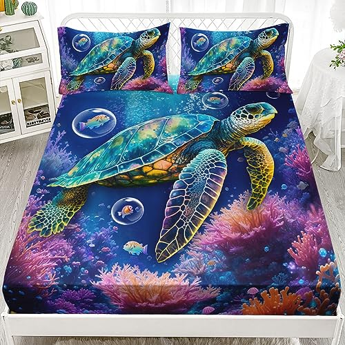 Parure de lit animaux marins et poissons avec drap-housse idéal - 3