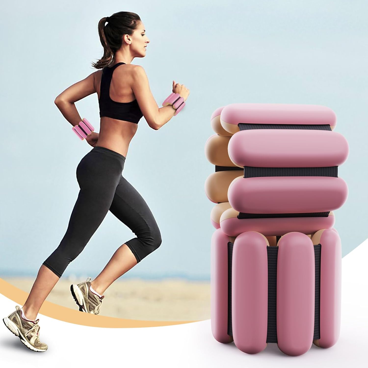 Ankle Weights Adjustable For Fitness Women: Adjustable Wrist Weights 2 Set 1 Lb Each - Weighted Bracelet Silicone Waterproof For Walking Exercise Dance Gym Swimming - View #10