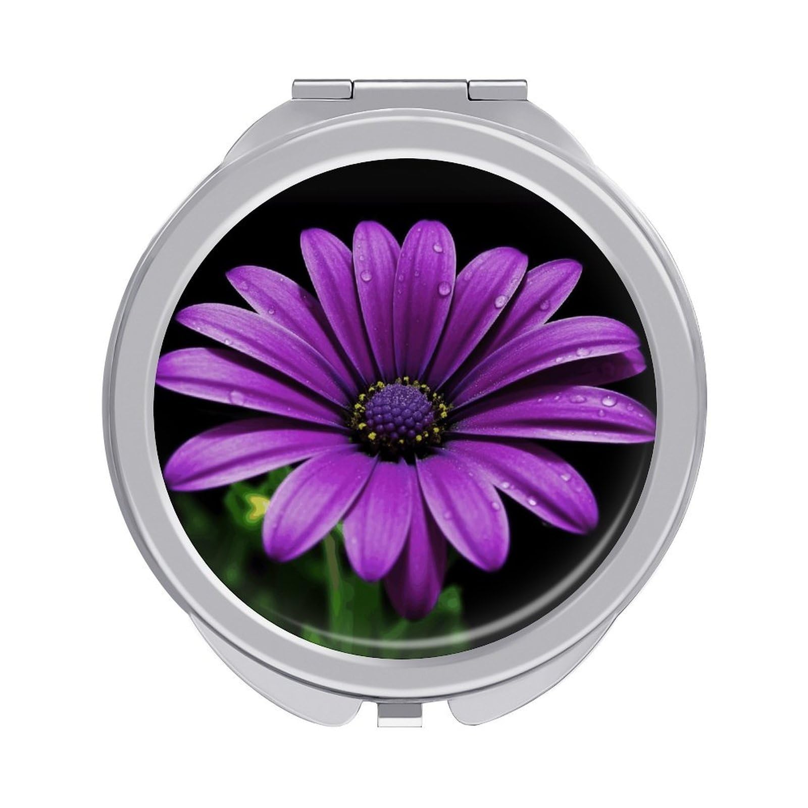 FekiLoot Purple Daisy Travel Makeup Mirror 2 X /1 X Magnifying Slim Pocket Mirrors Compact for Purse Travel Makeup Mirrors for Pocket, Handbag, Purse Women Gift