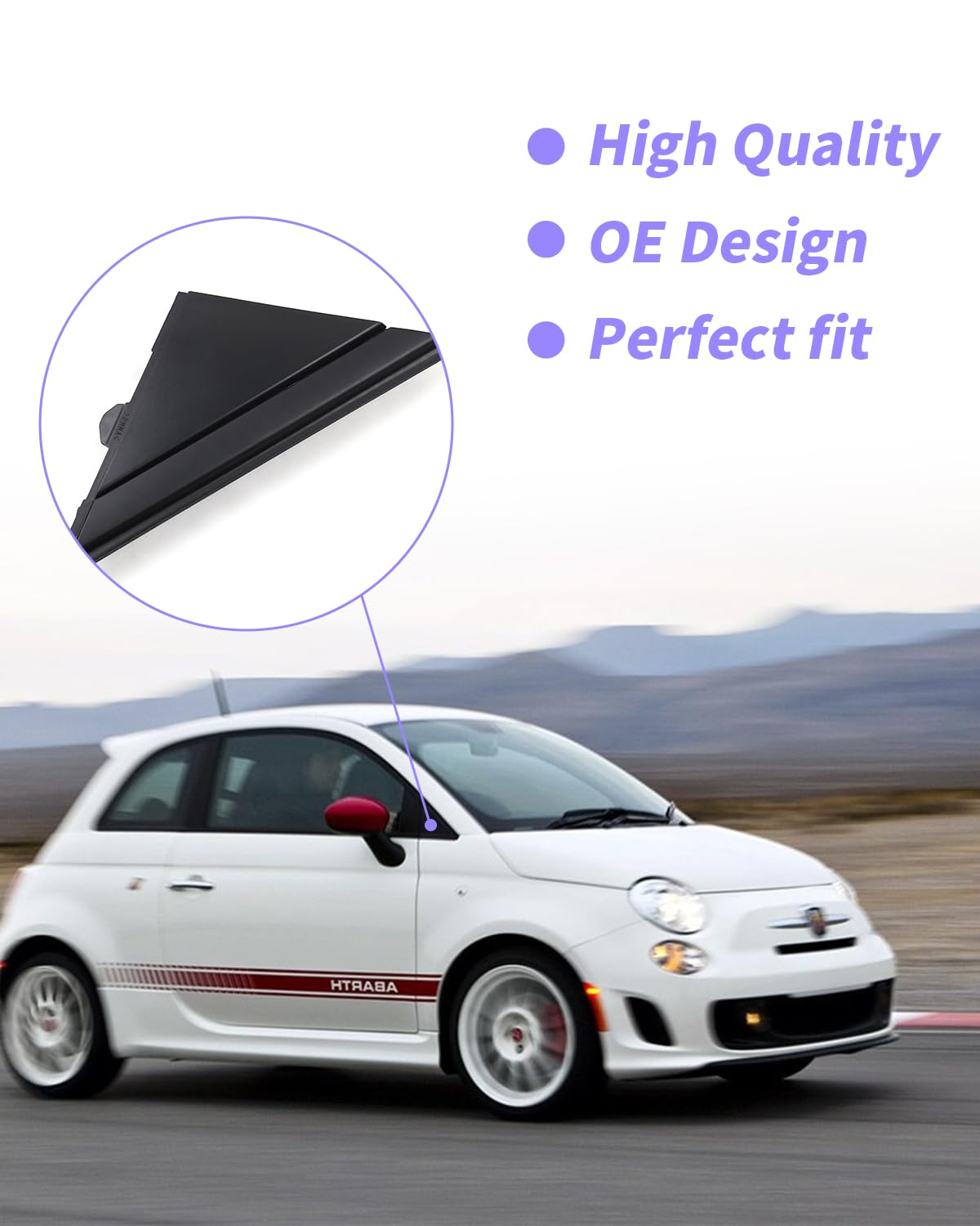500 Plaque Triangle Avant, Plaque Triangle Rétroviseur, Plaque Triangle Rétroviseur pour Fiat 500 2 Pcs Set (1 pièce droite)