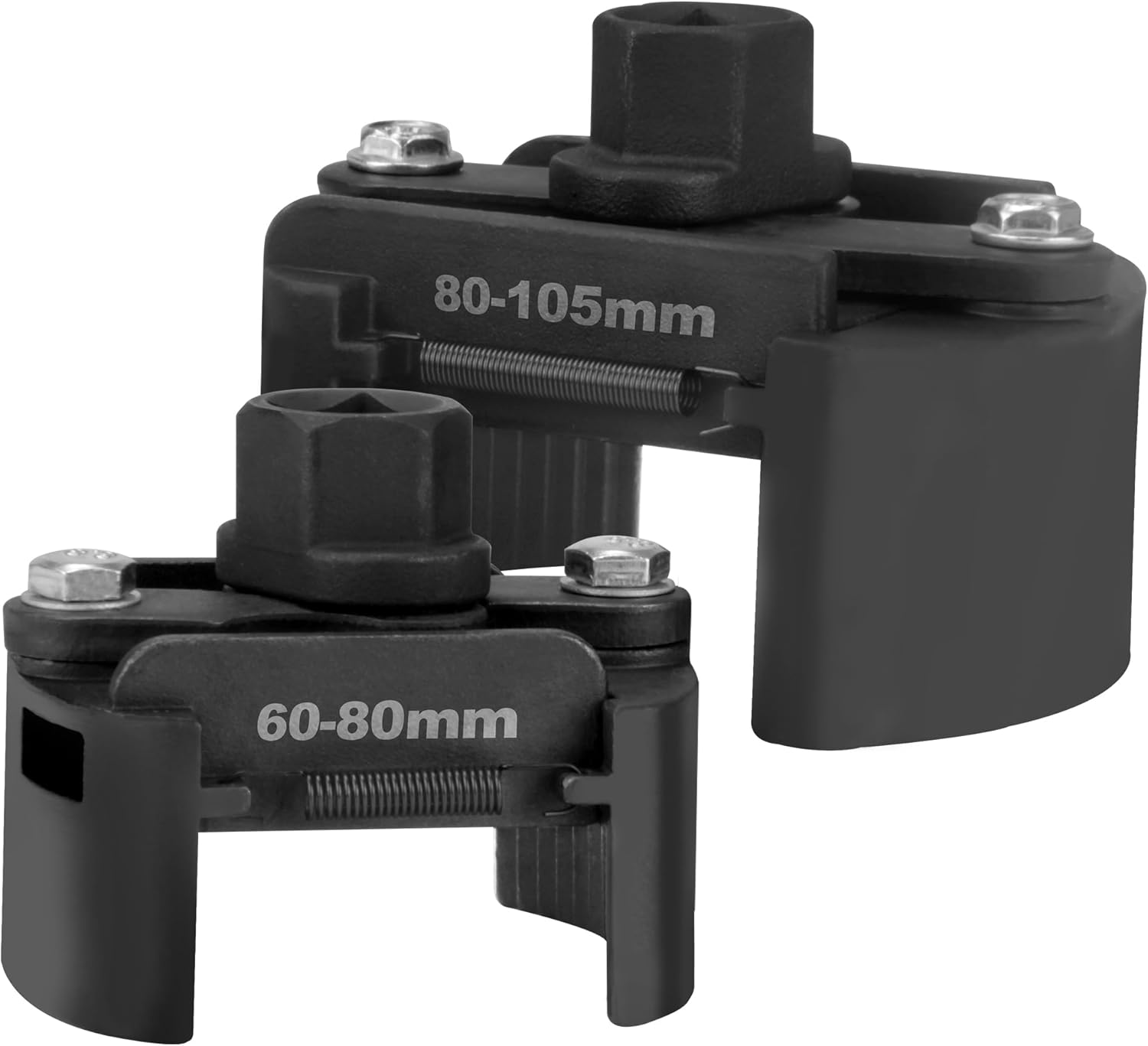 Adjustable Oil Filter Wrench 2 Pcs, 60-80 & 80-105 mm (2.36-3.15 & 3.15-4.13 inch), Heavy Duty Universal Oil Filter Removal Tool 1/2 inch Drive, Cap Style Oil Filter Tool Perfect Fits