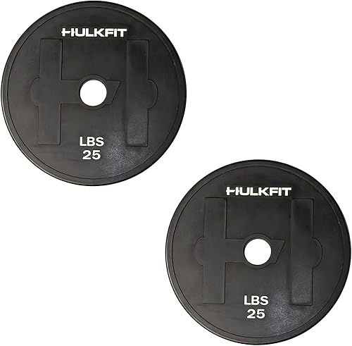 HULKFIT Dumbbell Rubber Coated Steel Weight Plates Set for Loadable Dumbbell Bar - Black
