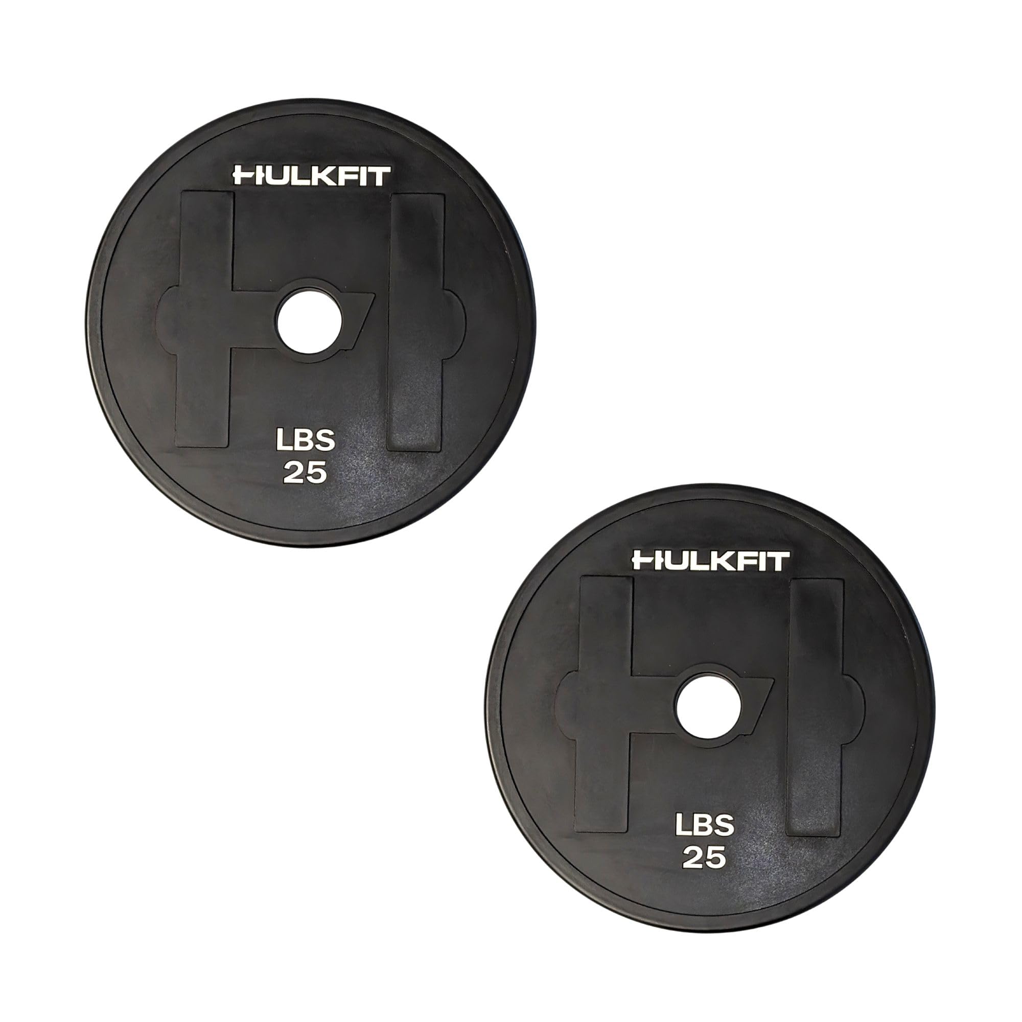 HulkFit Hantelscheiben-Set aus gummiertem Stahl, 5,1 cm, für belastbare Hantelstange und Hantelscheibe, Krafttraining, Schwarz