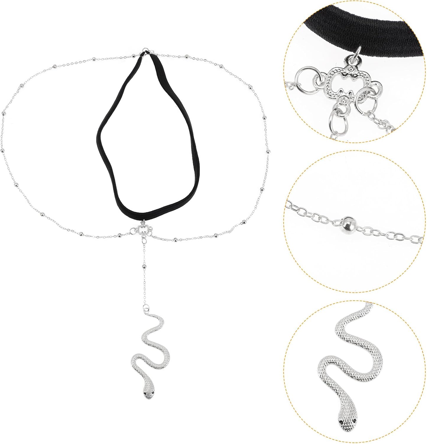 Bohemian Snake Thigh Chain Body Jewelry Women’s Silver Alloy Leg Chain Multi-layer Elastic Thigh Necklace for Festival and Beach Wear