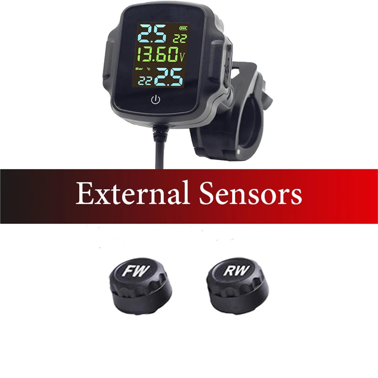 Sistema di Allarme for la Temperatura dei Pneumatici TPMS for Moto con Ricarica USB e Uscita Rapida monitoraggio dell'Allarme for for(K05-External)