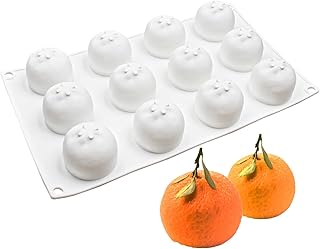 3D Orange Silicone Mold for Baking, 12-Cavity Fruit Mousse Cake Molds for Dessert Chocolate Jelly Pudding, 11.6 x 6.7 x 1.6 inches