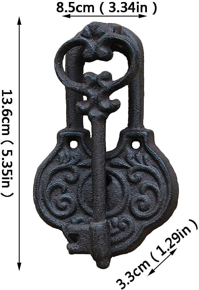 Head Knocker,1pcs Iron Front Door Knockers Antique Key Lock Door Knocker Door Handle Home Courtyard Wall Decoration