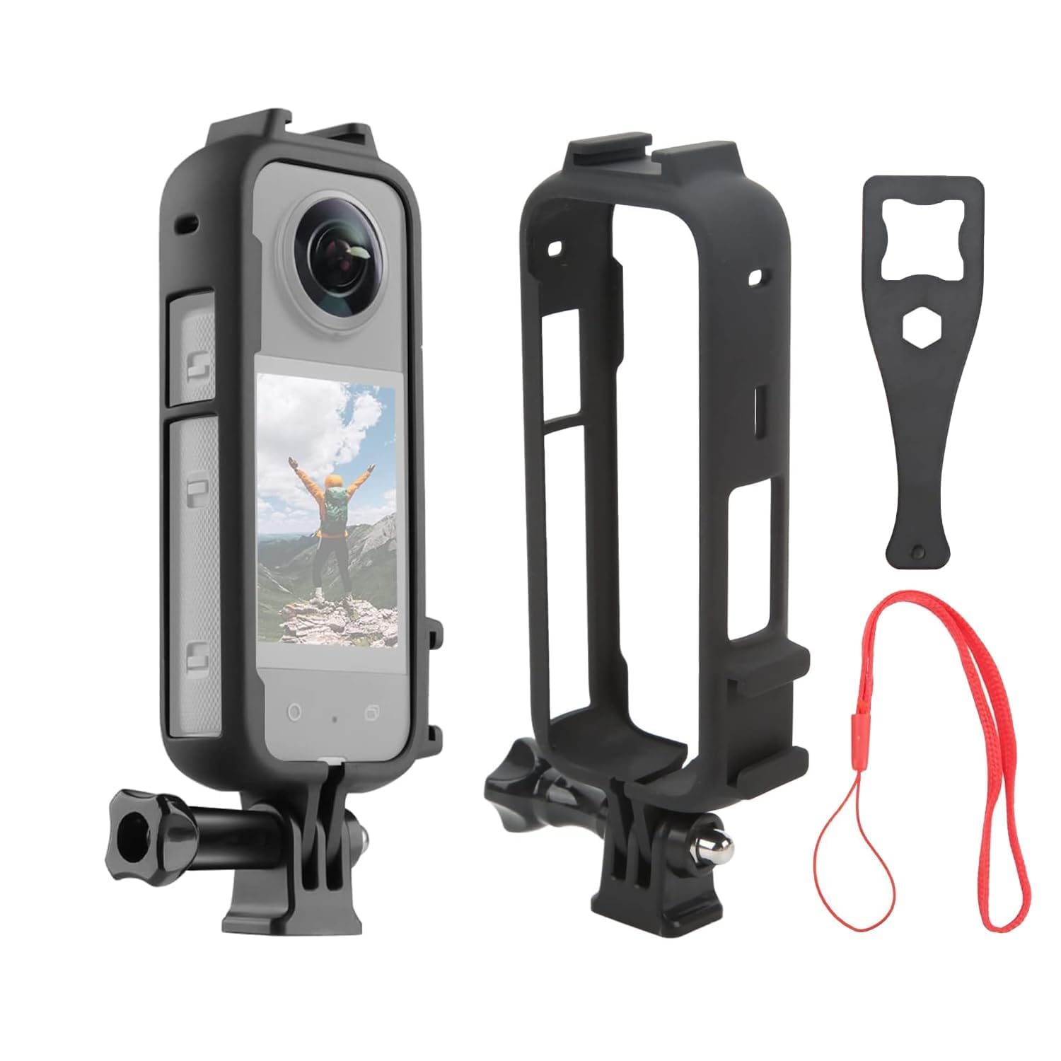 ADOFYS Housing Camera Protective Frame Video Cage with Dual Cold Shoe Tripod Adapter Mount Camera Vlog Accessories for Insta360 X4