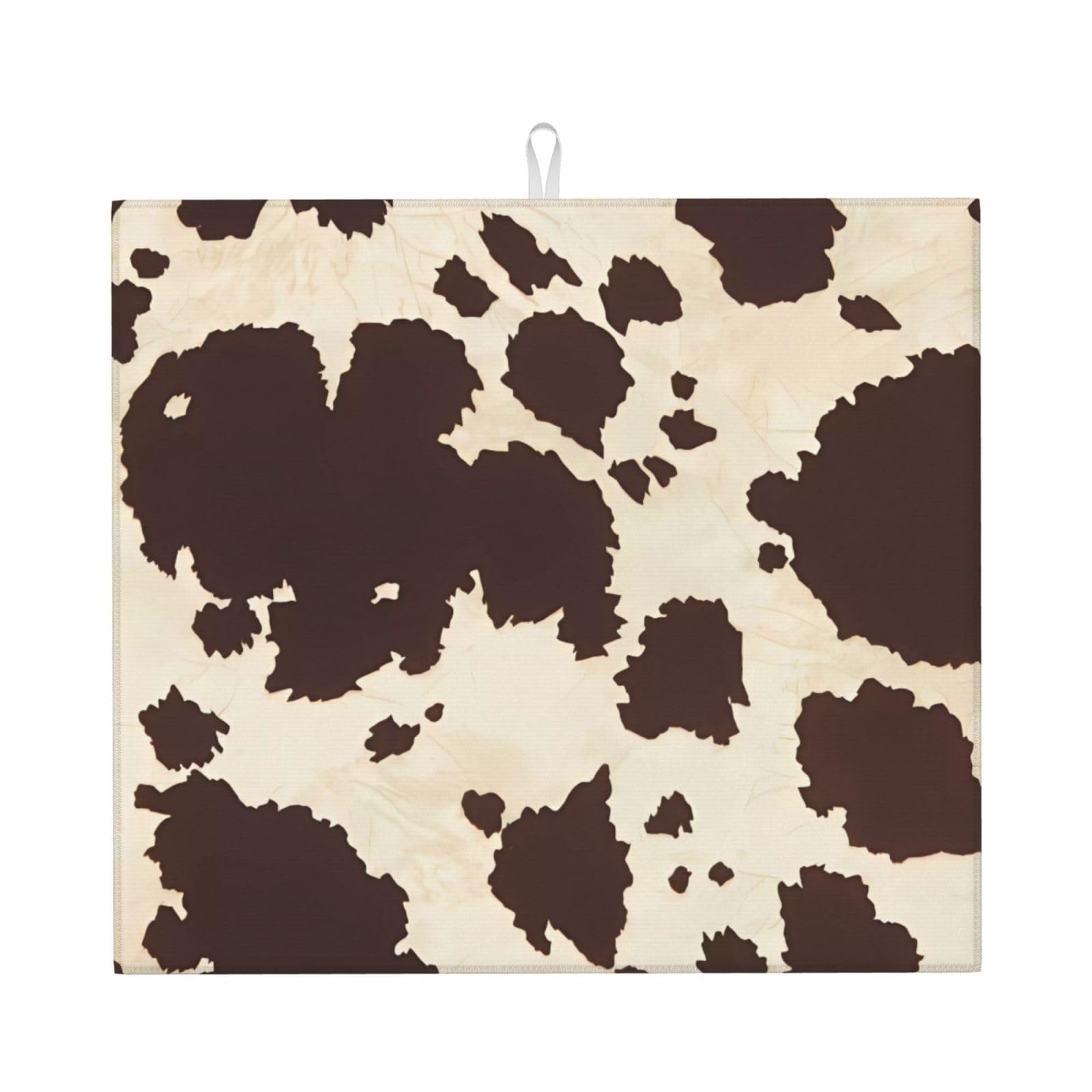 WHJSHOP Cow Fur Print Prints Kitchen Drying Mat – Absorbent Dish Throw for Countertops, Quick-Dry Non-Slip Layer with Colorful Prints, Ideal Housewarming Gift