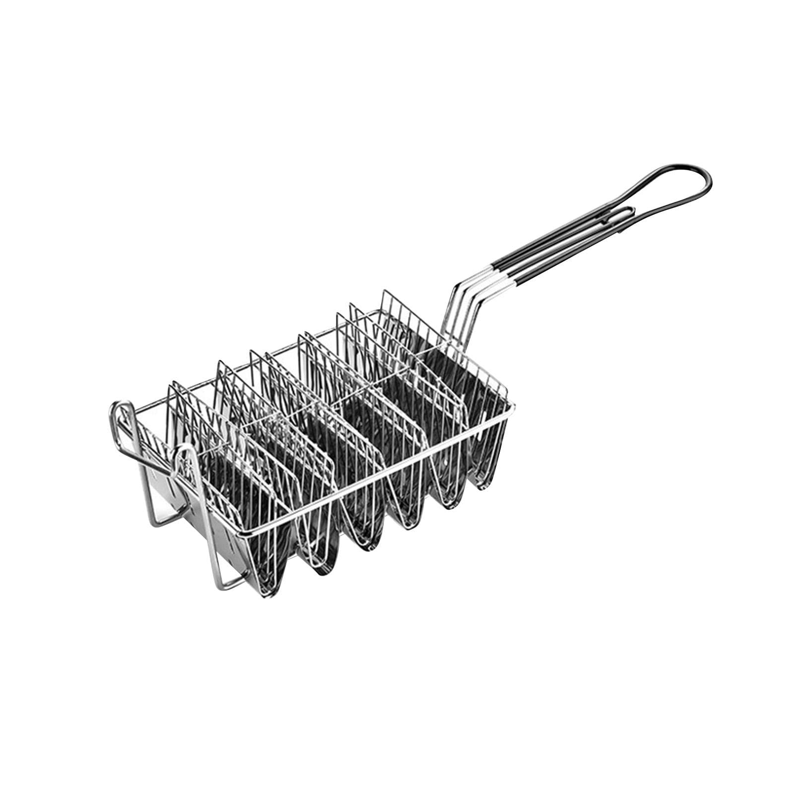 Cesta para Tacos, Cesta para Freír Tortillas de Tacos, Tortillas de Acero Inoxidable, Cesta Robusta Profesional para Freír Tacos para Cocinas