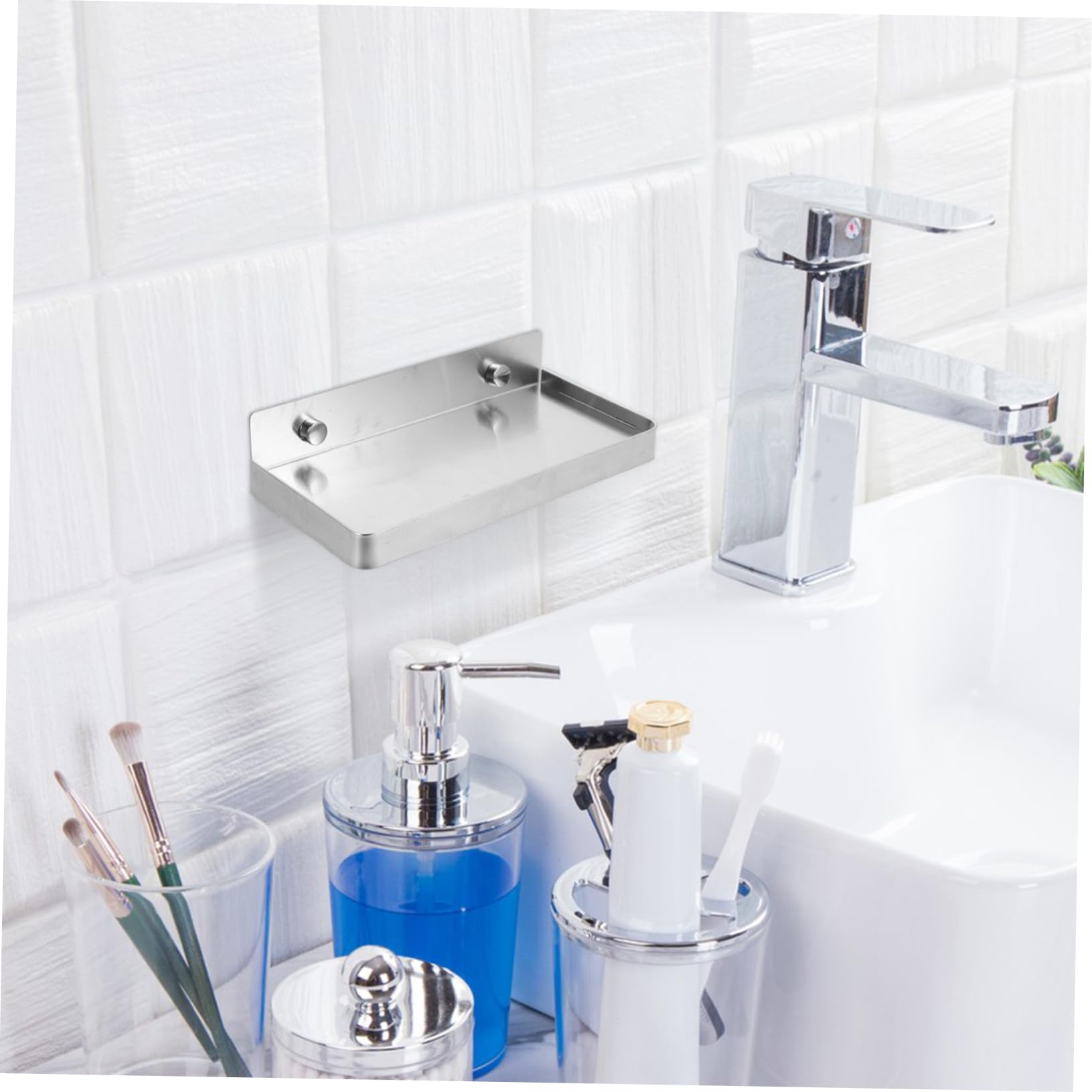 BUTIFULSIC Wall Phone Shelf Small Stick Bathroom Shelf Adhesive Phone Holder for Home No Drill Space Saving Storage for Wipes and Essentials Sleek Design