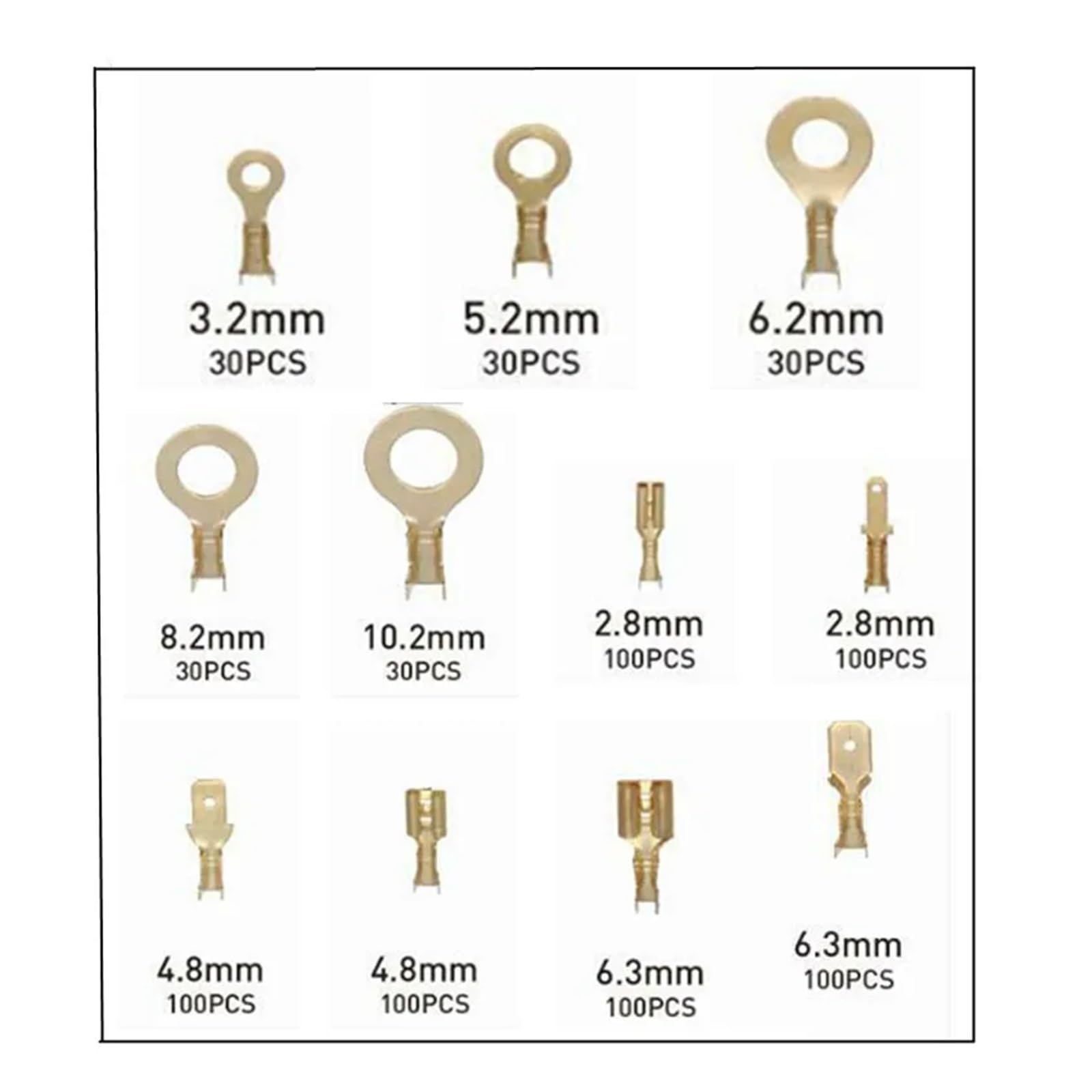 Kit d'assortiment de 750 cosses à M3-M10, cosses à œillet, cosses à 2,8/4,8/6,3 mm, connecteurs à Non isolés à Monter soi-même