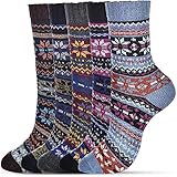 5 Pairs Wool Socks for Women - Crew Socks for Women Wool Socks Mens Boot Socks Hiking Socks Women's...
