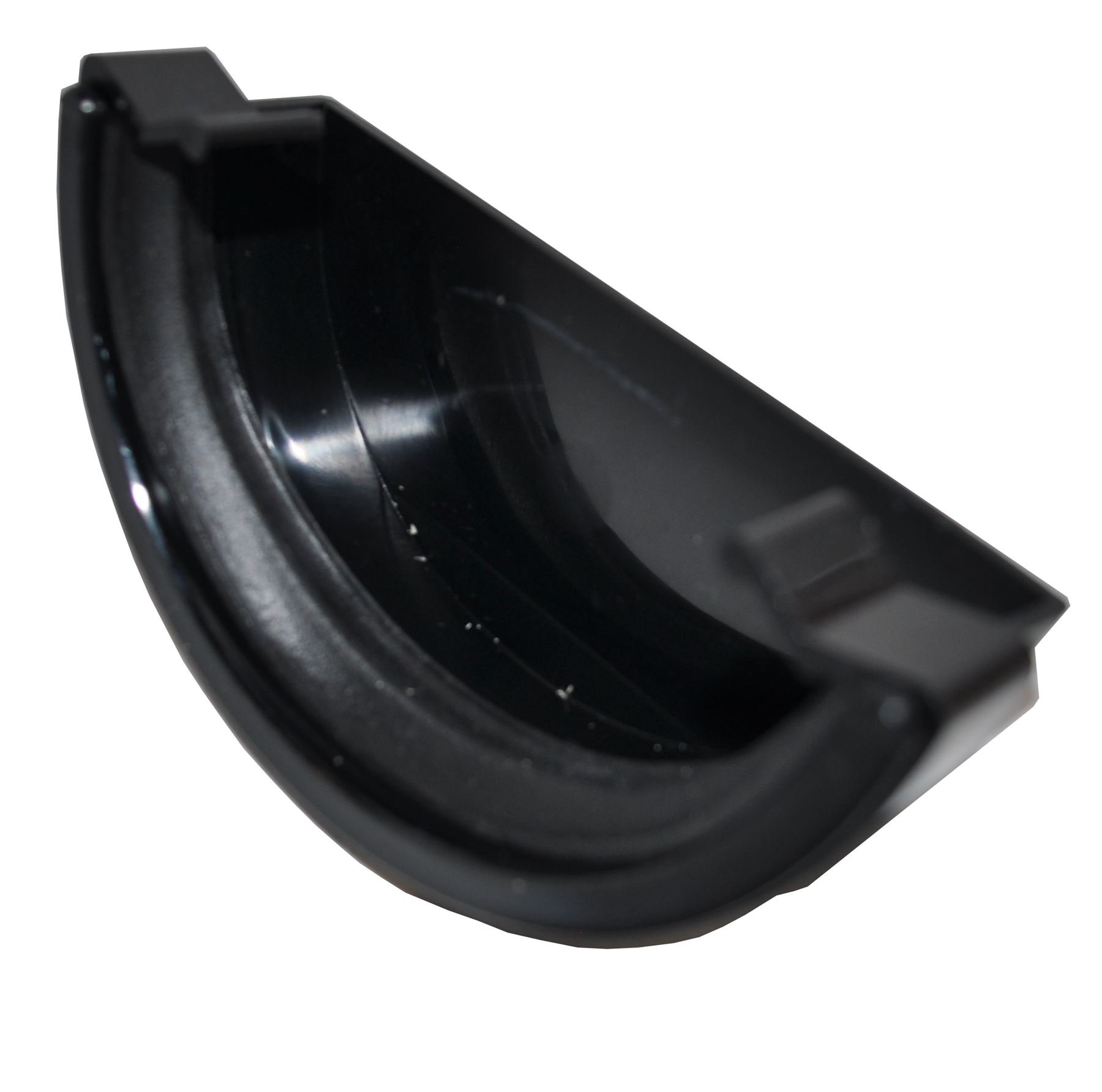 Half Round Guttering External Stop End - Black