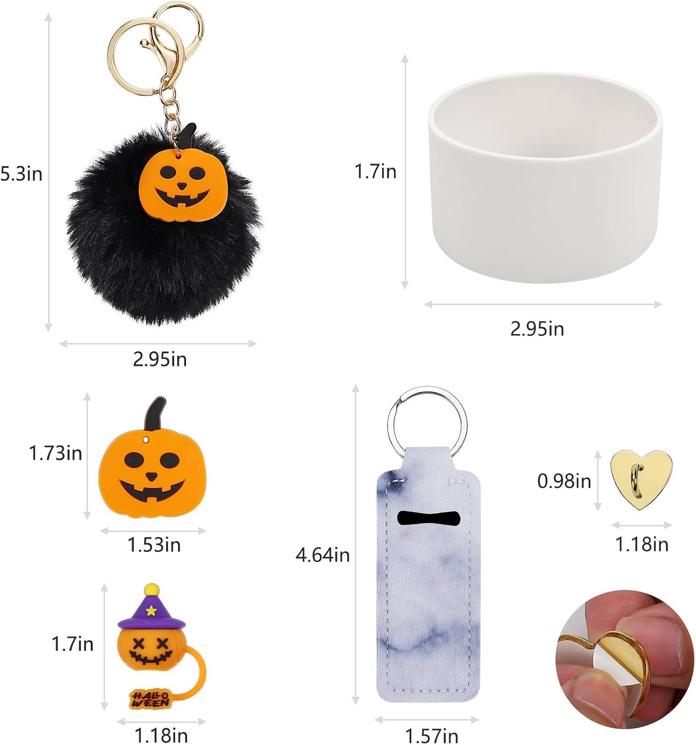 Stanley Cup Halloween Accessories Set - Silicone Straw Cover, Boot, Lipstick Holder, Charms for 40oz & 30oz Tumbler (Pumpkin)