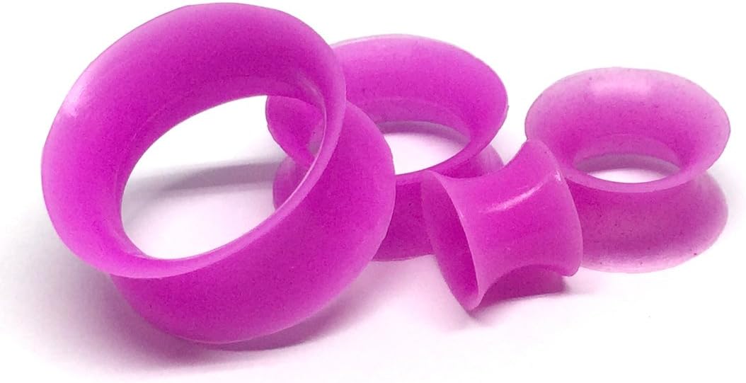 Mystic Metals Body Jewelry Thin Walled Purple Silicone Tunnels - 00g - 10mm - Sold As a Pair