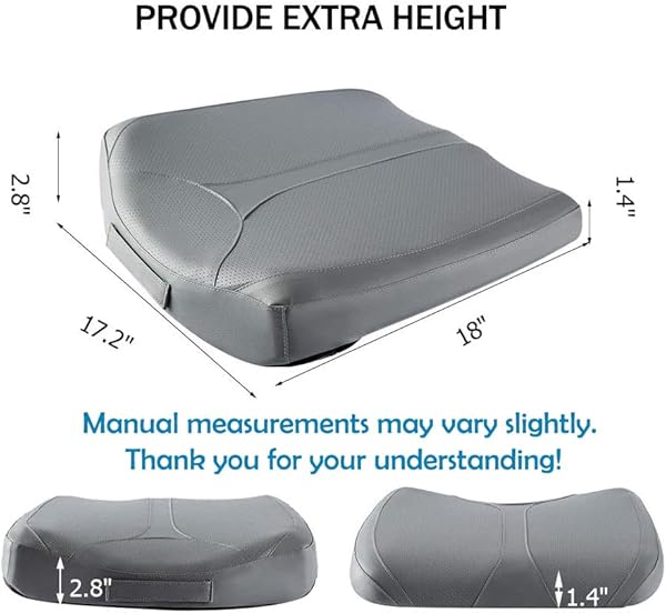 QYILAY Leather Car Memory Foam Heightening Seat Cushion for Short People Driving, Hip(Coccyx/Tailbone) and Lower Back Pain Relief, Adult Booster Seat for Car, Truck,SUV,Office Chair,Wheelchair. by QYILAY - Image 6