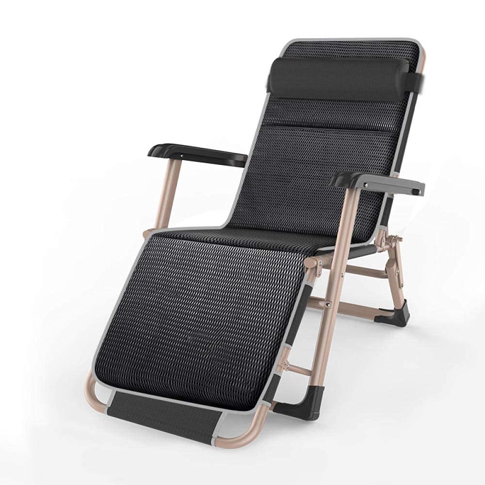 Lit de camp pliant pour soulager le dos au jardin - Chaise longue relax avec appui-tête