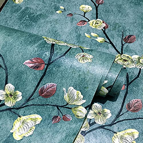 Hdsticker, Self Adhesive Vinyl Vintage Floral Shelf Liner Contact Paper Peel And Stick Vintage Floral Wallpaper For Walls Cabinets Dresser Drawer Furniture Decal Removable,Dark Green, 17.7Inx117In #TOP1