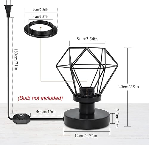 Miniatura 2 de Base de lámpara de mesa pequeña industrial, base de lámpara de escritorio de metal pulido negro, base de soporte de bombilla de tornillo E26 E27 de