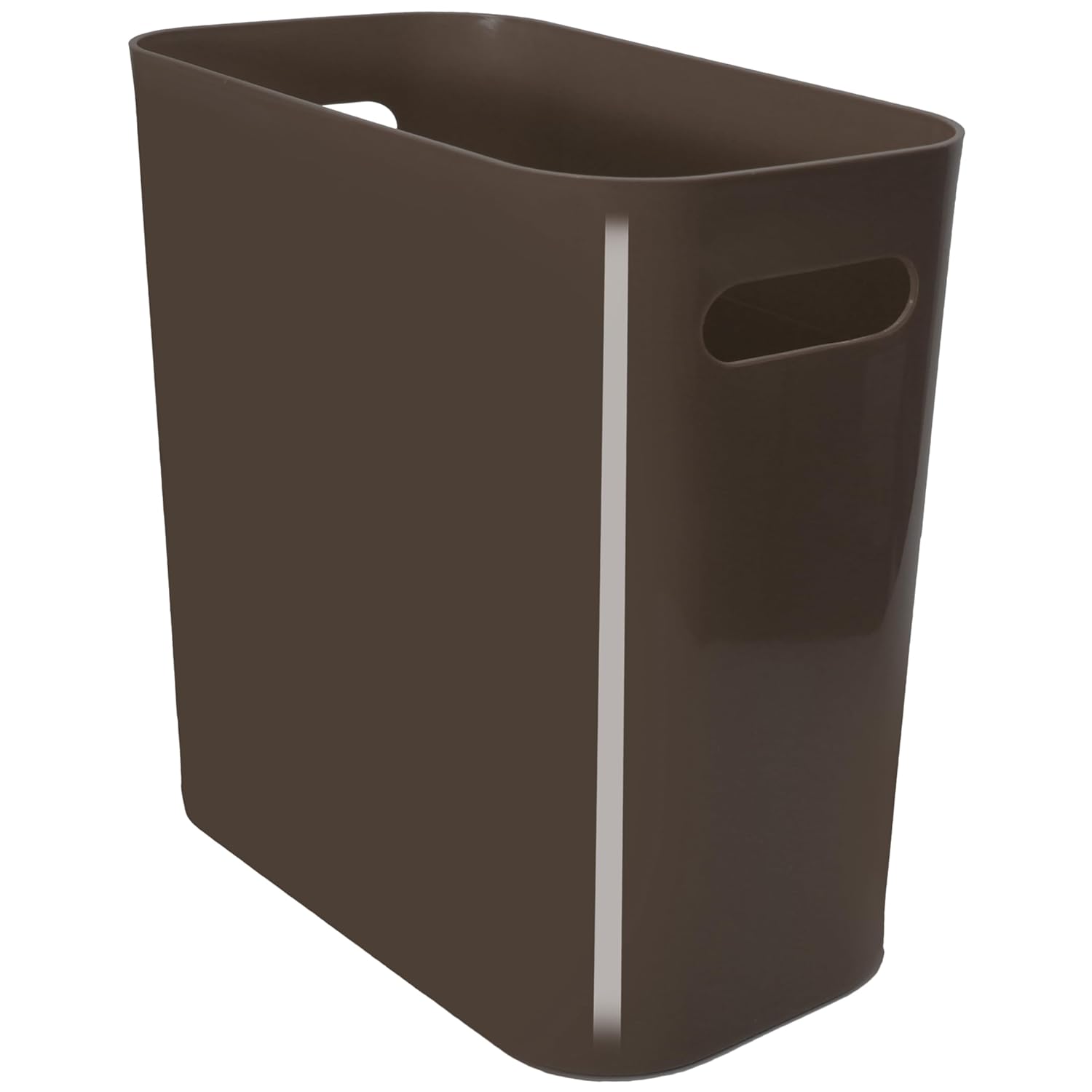 Youngever 1 Pack 3 Gallon Slim Trash Can, Plastic Garbage Container Bin, Trash Bin with Handles for Home Office, Living Room, Study Room, Kitchen, Bathroom (Brown)