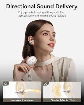 Baseus Bowie MC1 Pro Open Ear Clip-On Headphones, Hi-Res LDAC & HiFi4 Acoustic Sound, 5g Ultra-Lightweight Comfort, SuperBass 2.0, DNN 4-Mic AI Clear Calls, IP67 Waterproof, Bluetooth 6.0 (White)