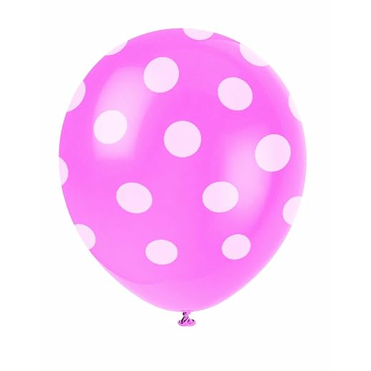 Unique Polka Dots Party Latex Balloons, 12", Hot Pink